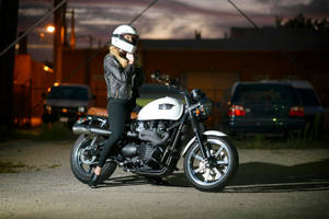 Hd Girl And Triumph Motorcycle Wallpaper