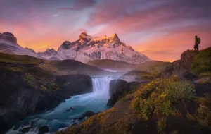 Hd Landscape River Under The Pink Sky Wallpaper