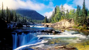 Hd Landscape Waterfalls Beneath The River Wallpaper