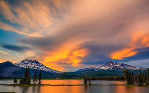 Hd Mountain Behind Lake Wallpaper