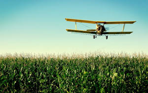 Hd Plane Flying Over Farm Wallpaper