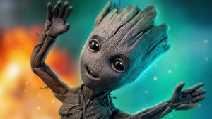 Hd Superhero Amazed Baby Groot Wallpaper