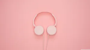 Headphones Aesthetic Pink Desktop Wallpaper