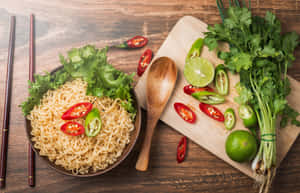 Healthy Kitchen Food Noodles Ingredients Wallpaper