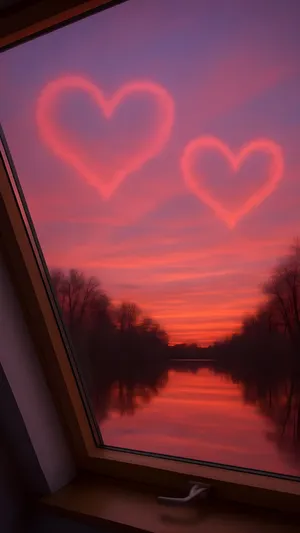 Heart Clouds At Sunset Wallpaper