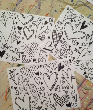 Heart Doodle Art On Pink Background Wallpaper