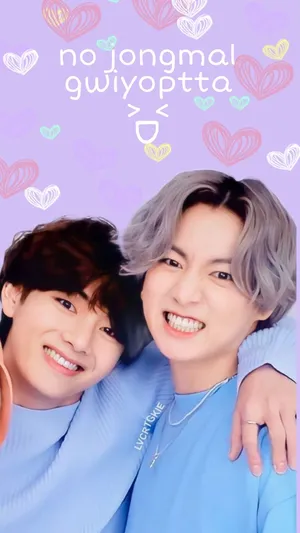 Heart Doodles Pink Taekook Bts Wallpaper