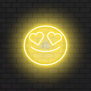 Heart Eyes Neon Smile Wallpaper