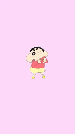 Heart Hand Symbol Shin Chan Iphone Wallpaper