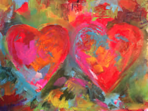 Heart Shaped Artwork With Vibrant Colors Wallpaper