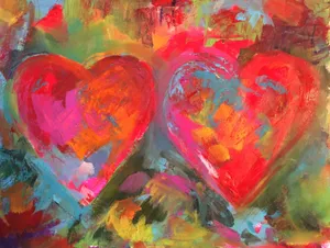 Heart Shaped Artwork With Vibrant Colors Wallpaper