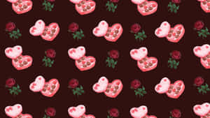 Heart Shaped Chocolate Box Pattern Wallpaper