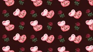 Heart Shaped Chocolate Box Pattern Wallpaper