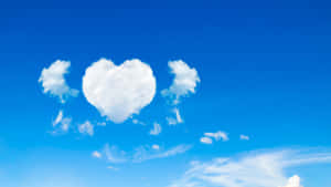 Heart Shaped Clouds In Blue Sky Wallpaper