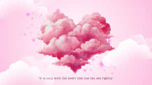 Heart Shaped Clouds Over Pink Sky Wallpaper
