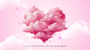 Heart Shaped Clouds Over Pink Sky Wallpaper