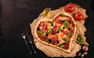 Heart-shaped Pizza Wallpaper