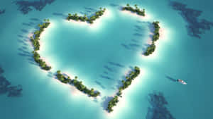 Heart Shaped Tropical Island Wallpaper