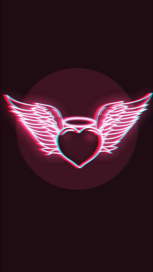 Heart With Wings Neon Aesthetic Iphone Wallpaper