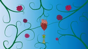 Heartand Roses Abstract Artwork Wallpaper