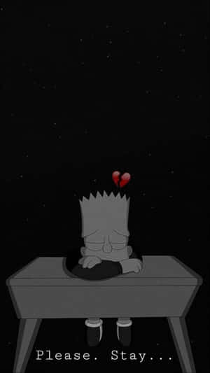 Heartbroken Cartoon Character Solitude Wallpaper