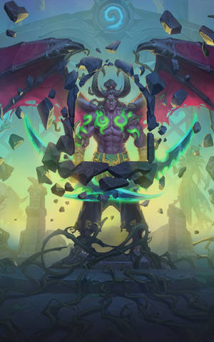 Hearthstone Phone Illidan Stormrage Casting Spells Rocks Wallpaper