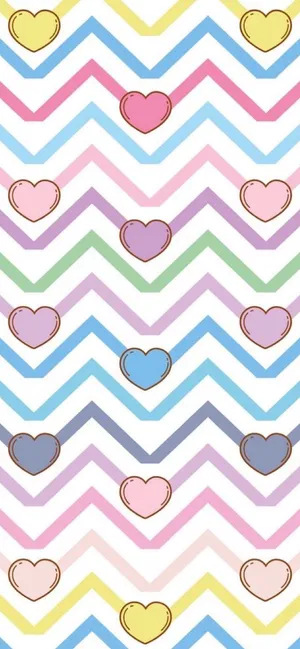 Hearts And Chevron Cute Pastel Colors Wallpaper