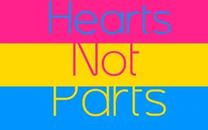 Hearts Not Parts Typography With Pan Flag Wallpaper