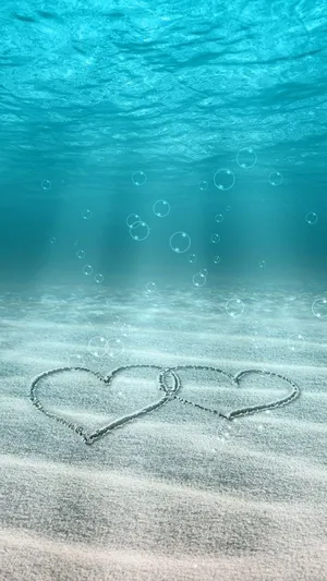 Hearts Underwater Love Phone Wallpaper