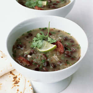 Hearty And Flavorful, Black Bean Soup Is The Perfect Dish For A Chilly Evening. Wallpaper