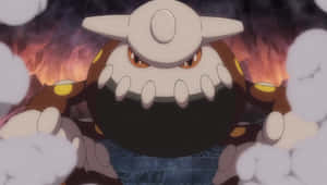 Heatran Surrounded By Smoke Up Close Wallpaper