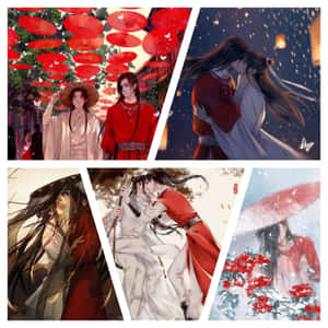 Heaven Officials Blessing Romantic Kiss Scenes Collage Wallpaper