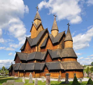 Heddal Stave Church During Sunrise Wallpaper