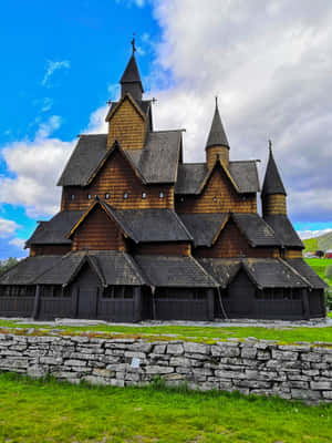 Heddal Stave Church Tarred At Bottom Wallpaper