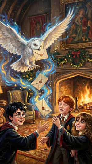 Hedwig Delivering Letters Wallpaper