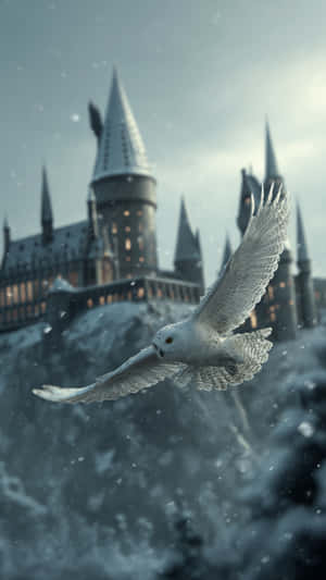 Hedwig Flying Over Hogwarts Wallpaper