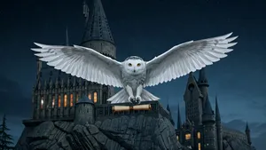 Hedwig Flying Over Hogwarts Wallpaper