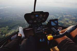 Helicopter Cockpit Country View Wallpaper