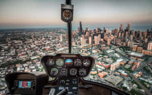 Helicopter Cockpit View Over City Wallpaper