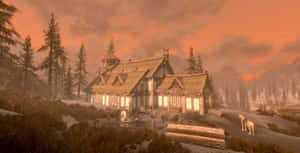 Heljarchen Hall - A Serene Hearthfire Home In Skyrim Wallpaper