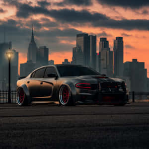 Hellcat Charger Sunset Skyline Wallpaper