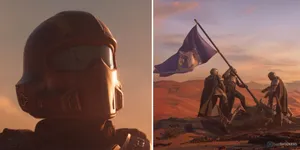 Helldivers2 Desert Operation Split Scene Wallpaper