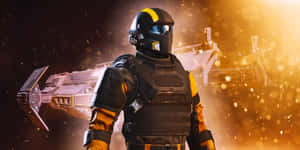 Helldivers2 Elite Soldier With Weapon Wallpaper