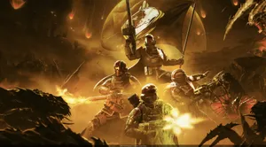 Helldivers2 Intense Battle Artwork Wallpaper