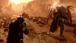 Helldivers2 Intense Battle Scene Wallpaper