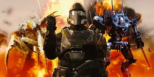 Helldivers2 Intense Combat Scene Wallpaper