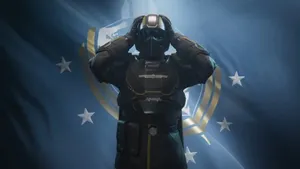 Helldivers2 Saluting Soldier Wallpaper