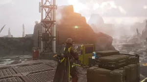 Helldivers2 Sci Fi Combat Scene Wallpaper