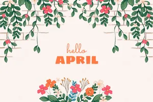 Hello April Floral Greeting Wallpaper