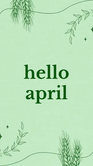 Hello April Green Background Wallpaper